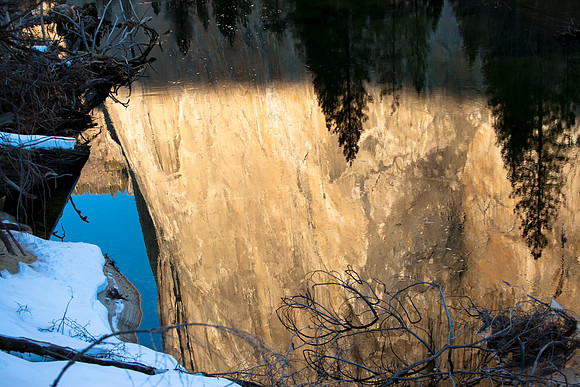 Reflection of El Capitan in Merced river.