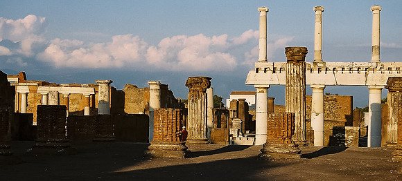 Pompeii, Italy, at sunset.