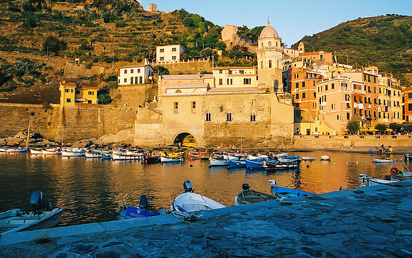 Vernazza, Italy, at Sunset.