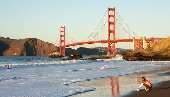Golden Gate Bridge from Baker Beach at Sunset