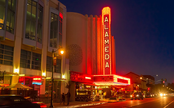 Alameda Theater at night