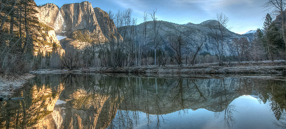 Yosemite Falls at sunrise.