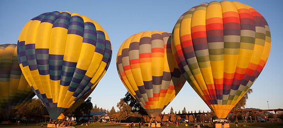 Hot Air Balloon over Napa Valley vineyards