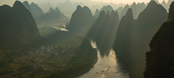 Sunrise over Li River, China