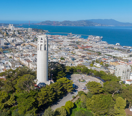 Aerial view of Coit Tower, San Francisco, California