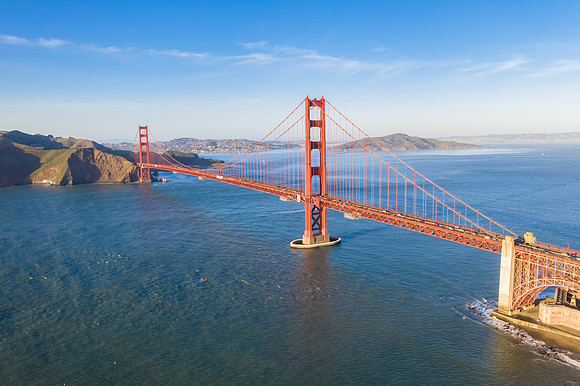 Aerial view of the Golden Gate Bridge, San Francisco, California