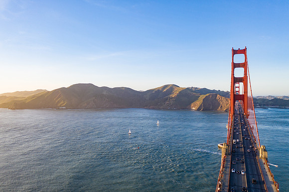 Aerial view of the Golden Gate Bridge, San Francisco, California
