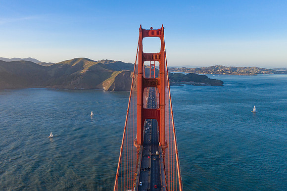 Aerial view of the Golden Gate Bridge, San Francisco, California