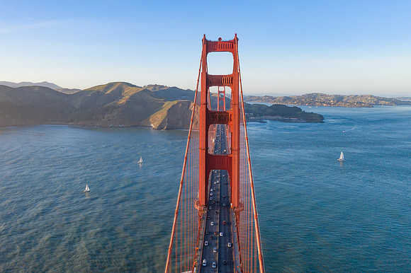 Aerial view of the Golden Gate Bridge, San Francisco, California
