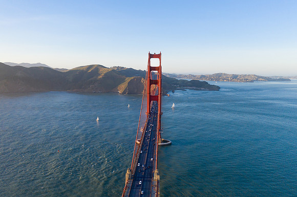 Aerial view of the Golden Gate Bridge, San Francisco, California