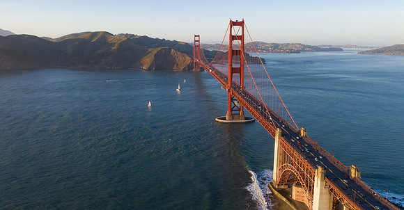 Aerial view of the Golden Gate Bridge, San Francisco, California