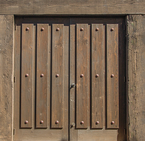Brown wooden door stock photo