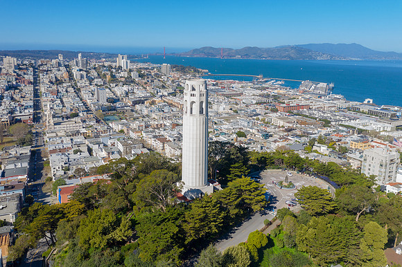 Aerial view of Coit Tower, San Francisco, California
