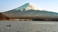 Mount Fuji and fisherman.
