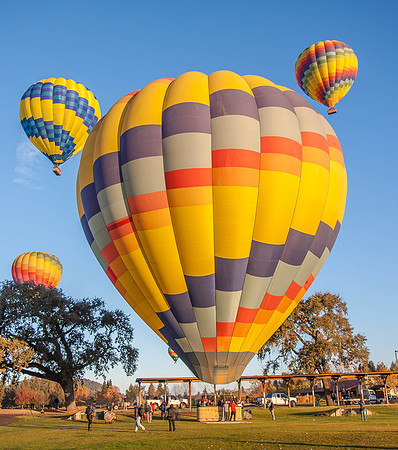 Hot Air Balloon over Napa Valley vineyards