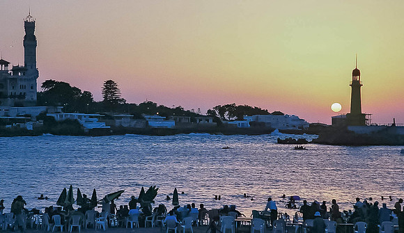 Alexandria, Egypt, at sunset.