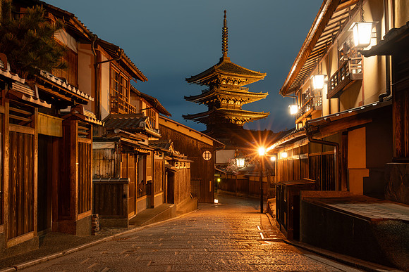Yasaka Pagoda at Night, Gion District, Kyoto.